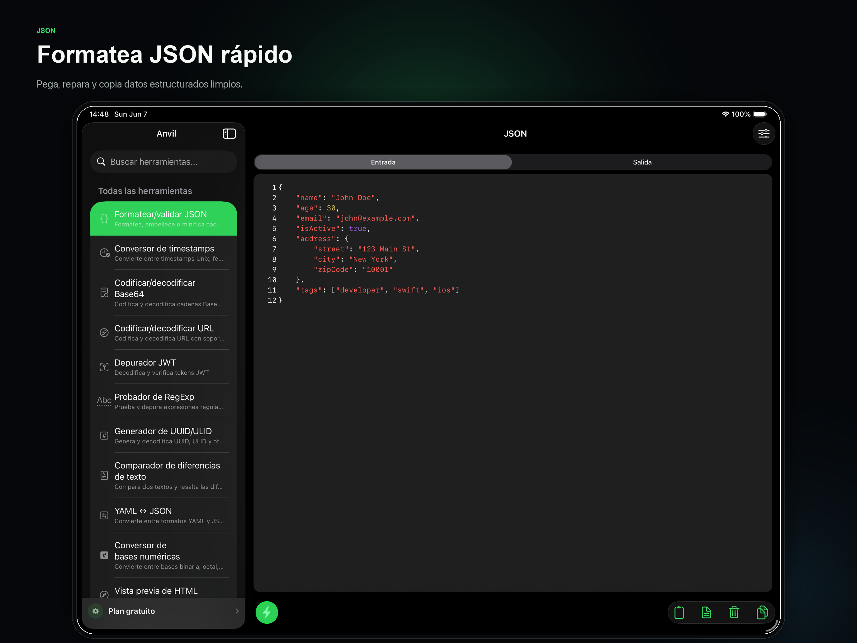 Una app. Todos tus dispositivos Apple. Capturas localizadas de App Store de la versión actual de Anvil.